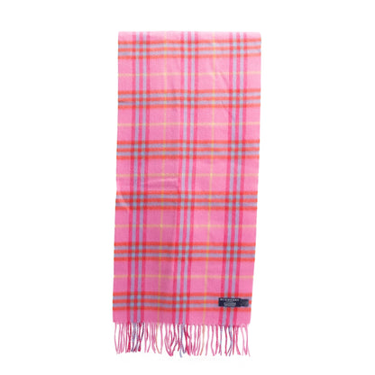 Burberry Pink Multicolor House Check Cashmere Scarf
