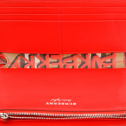 Burberry Red Graffiti Check Zip Continental Wallet