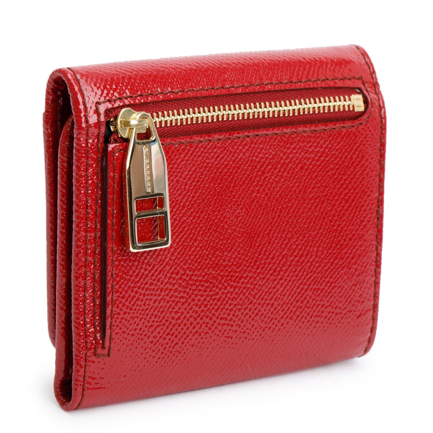 Burberry Red Grained Patent Leather  Compact Wallet