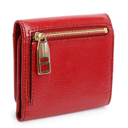 Burberry Red Grained Patent Leather  Compact Wallet