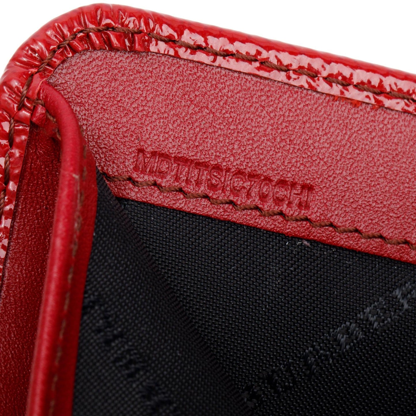 Burberry Red Grained Patent Leather  Compact Wallet