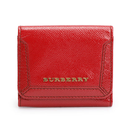 Burberry Red Grained Patent Leather  Compact Wallet