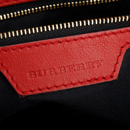 Burberry Red Leather Horseferry Check Canterbury Shoulder Bag