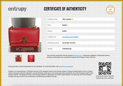 Burberry Red Smooth Calfskin Leather Mini TB Chain Crossbody Bag