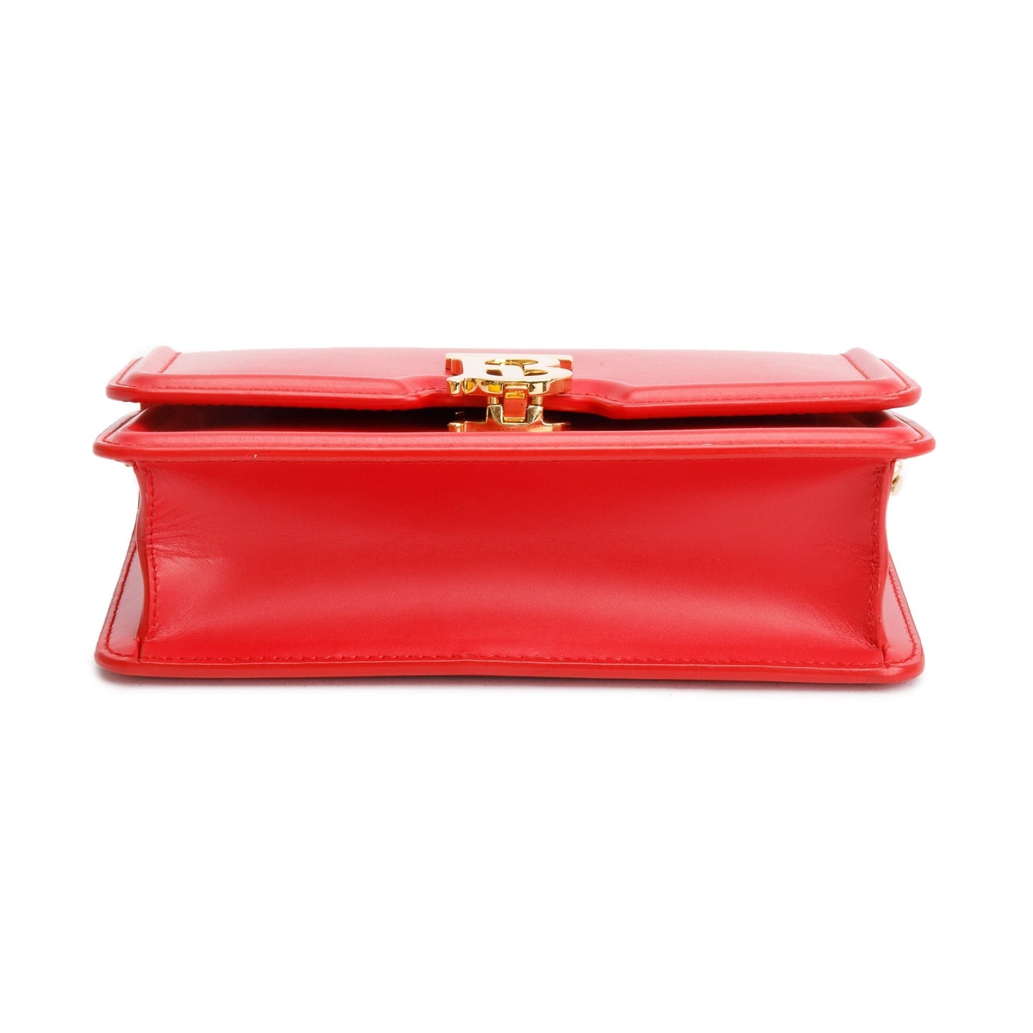 Burberry Red Smooth Calfskin Leather Mini TB Chain Crossbody Bag