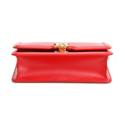 Burberry Red Smooth Calfskin Leather Mini TB Chain Crossbody Bag