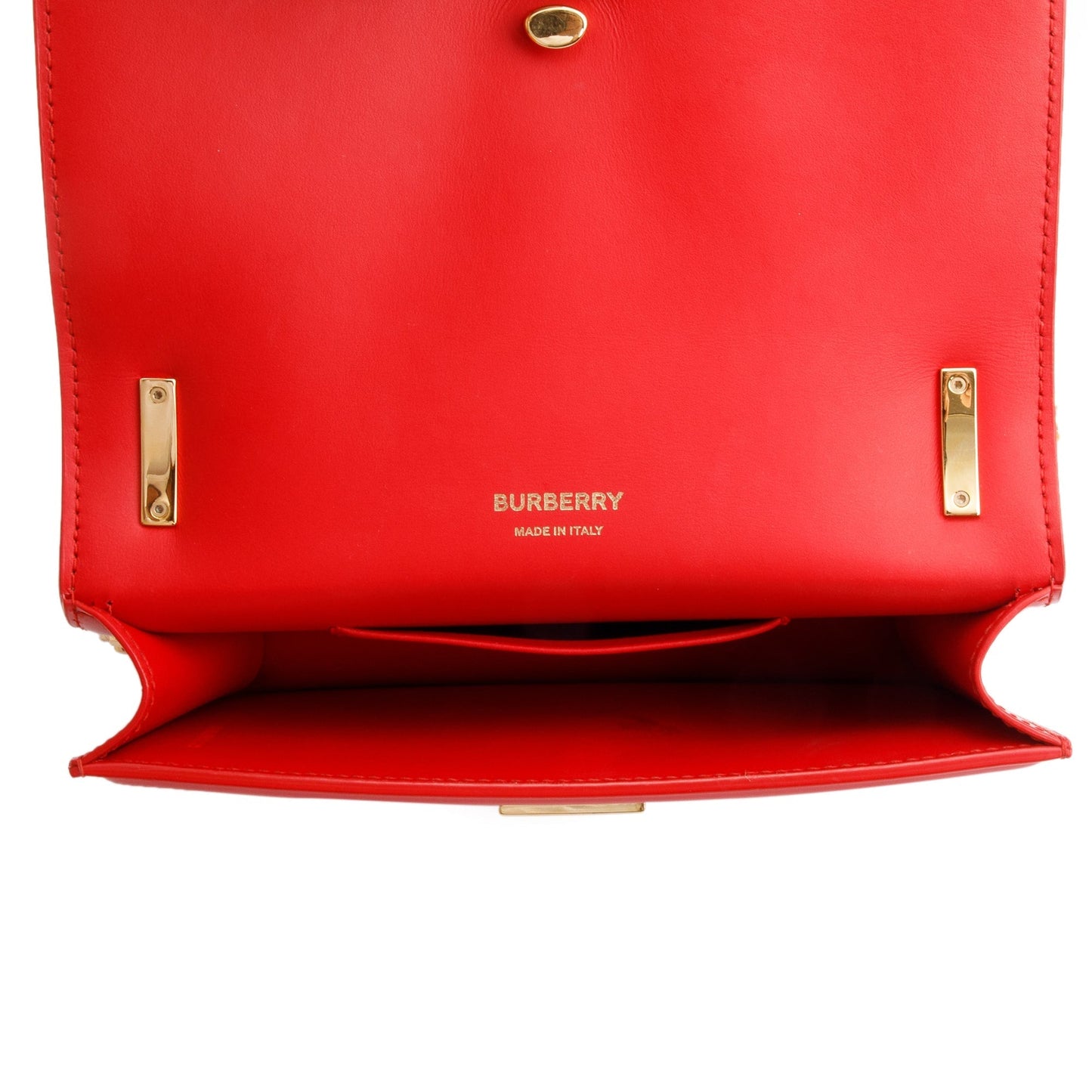 Burberry Red Smooth Calfskin Leather Mini TB Chain Crossbody Bag