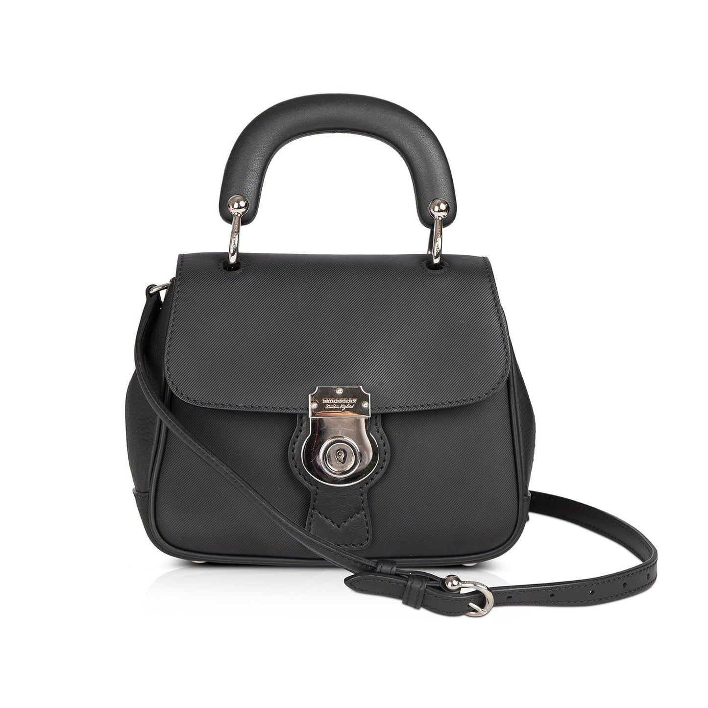 Burberry Small Black Trench Calfskin DK88 Top Handle Bag