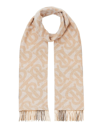 BURBERRY TB HALF MEGA CASHMERE REVERSIBLE SCARF