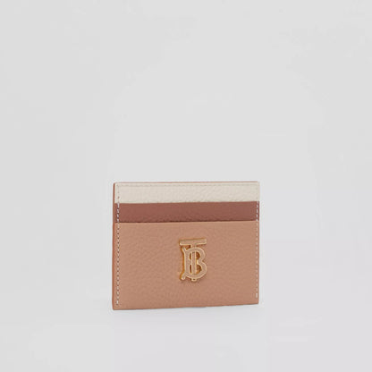 BURBERRY TRI-TONE GRAINY LEATHER TB CARD CASE