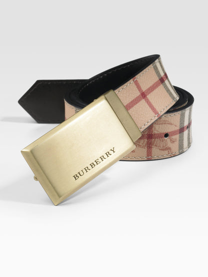 BURBERRY Brown Barnesfield Classic Haymarket Check Belt