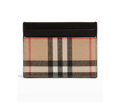 BURBERRY SANDON CANVAS & LEATHER CARD CASE