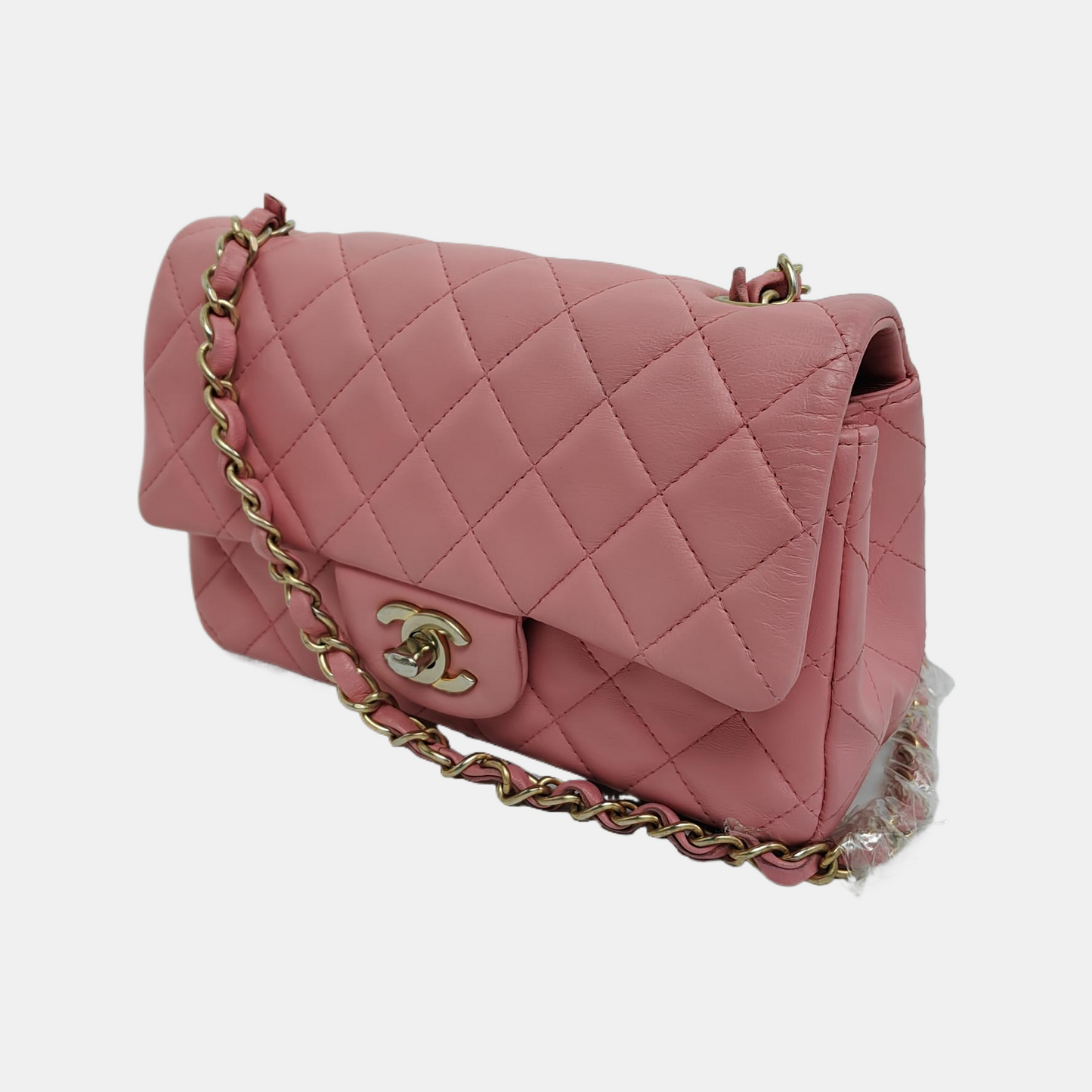 Chanel Classic Flap Rectangular Mini Pink Lambskin Leather Gold Hardware