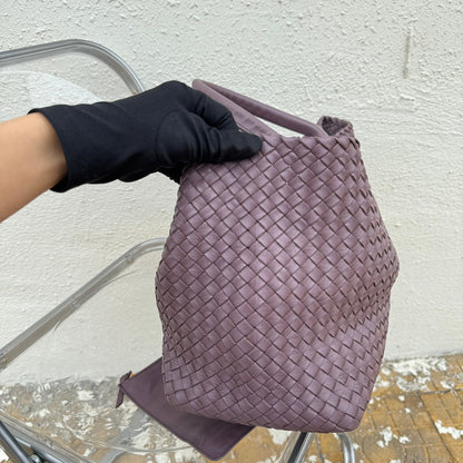Bottega Veneta Cabat Large Intreccio Leather Tote Bag Dark Lavender Purple 40-43cm