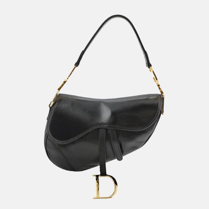 Dior Saddle Vintage 2000 Goatskin Leather Black with Gold Hardware