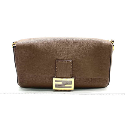 Fendi Baguette Selleria Calfskin Leather Crossbody Bag Large Brown