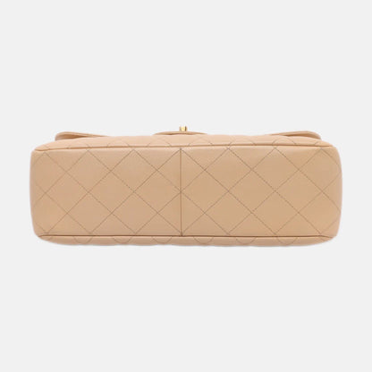 Chanel Classic Flap Jumbo 2010 Beige Caviar Leather Doublr Flap Gold Hardware