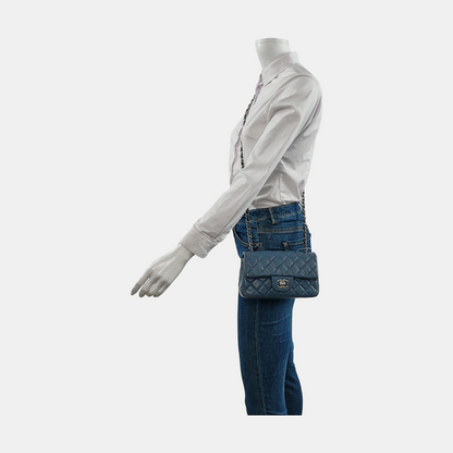 Chanel Classic Flap Rectangular Mini Navy Caviar Leather Silver Hardware