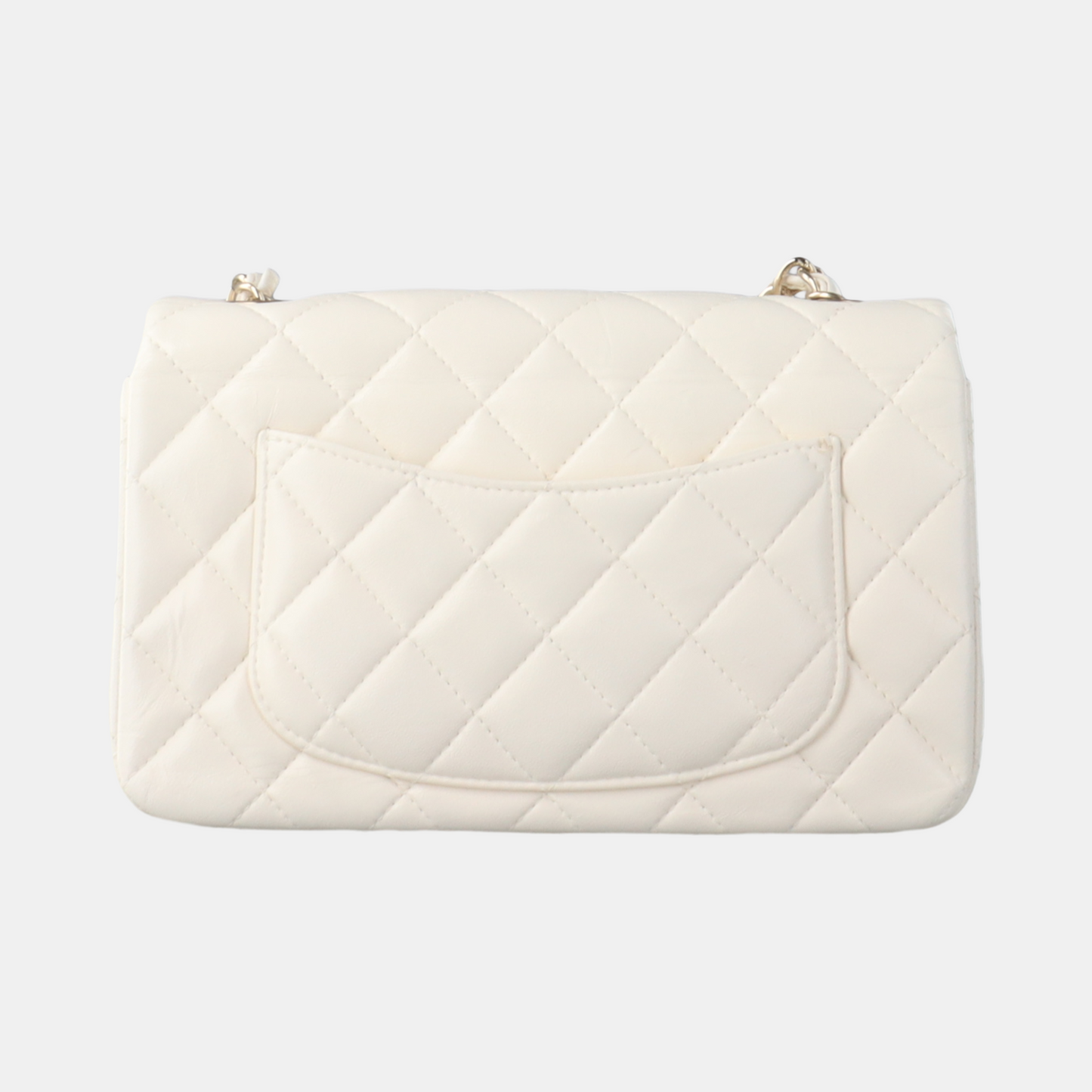 Chanel Classic Flap Rectangular Mini White Lambskin Silver Hardware, 2017