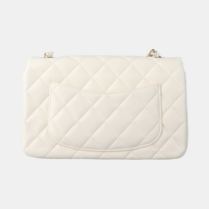 Chanel Classic Flap Rectangular Mini White Lambskin Silver Hardware, 2017