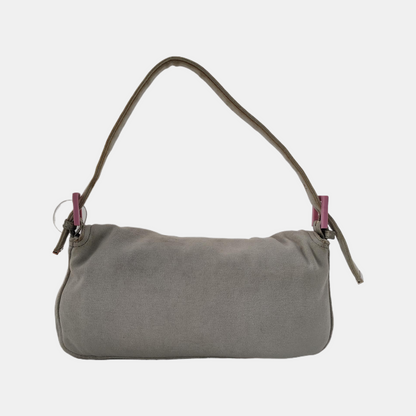 FENDI Baguette Vintage Pale Grey Cloth Pink Buckle