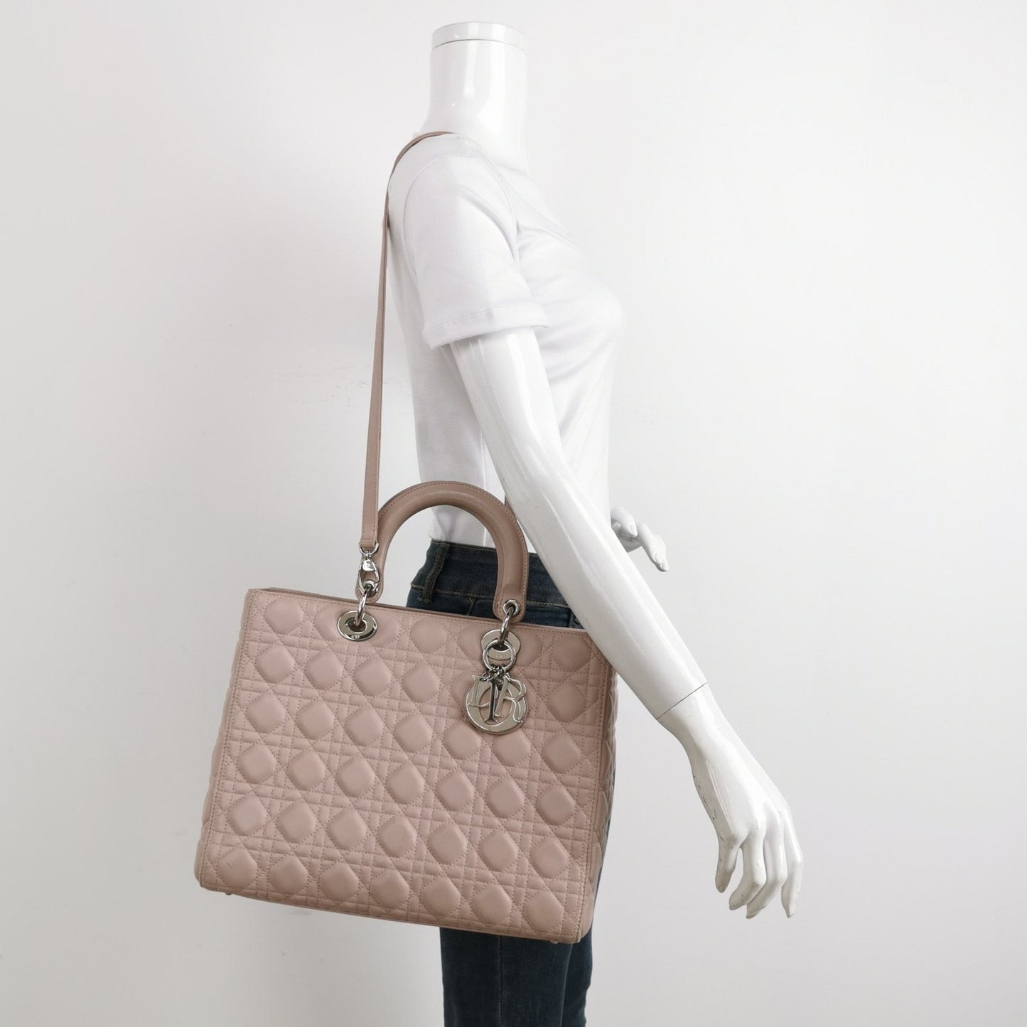 Lady Dior 2012 Large Bag Pink Lambskin Cannage Leather