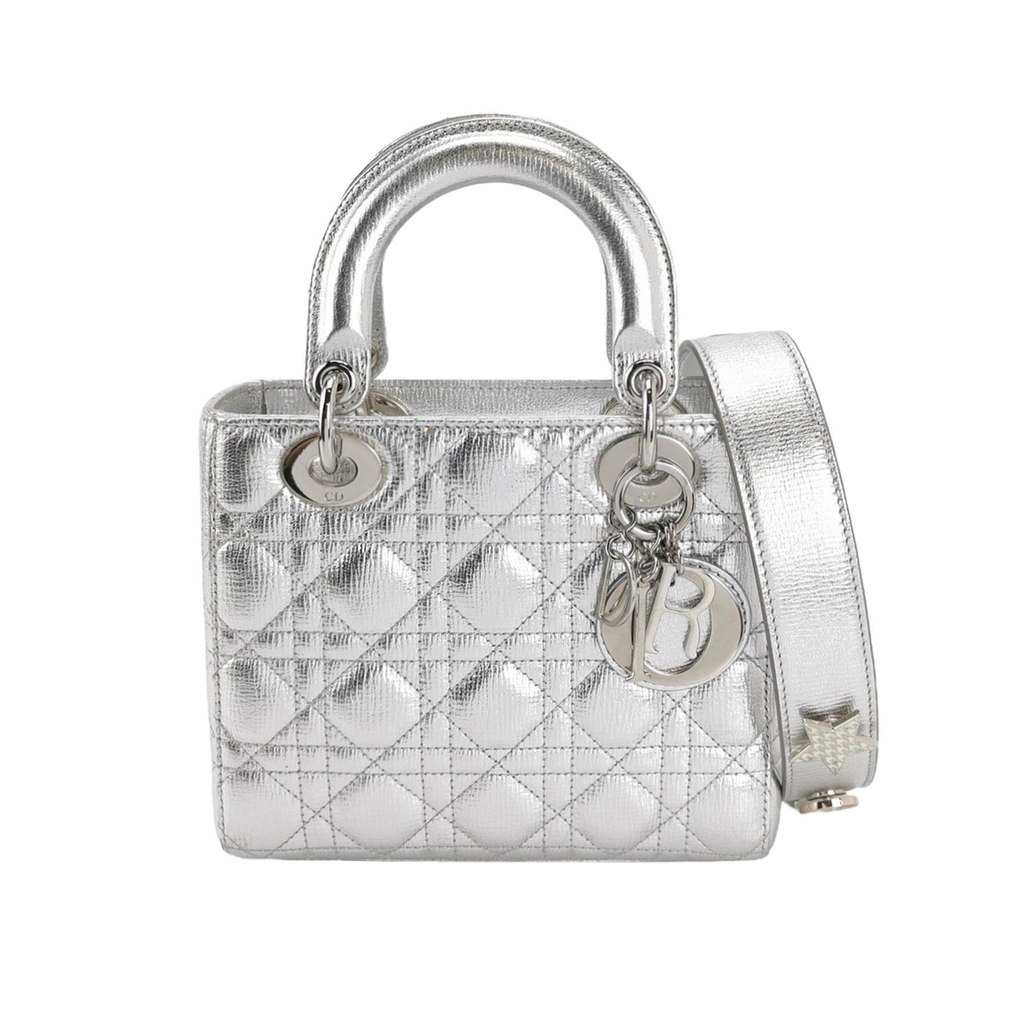 Lady Dior Small My Abcdior Silver Lambskin Leather 2016