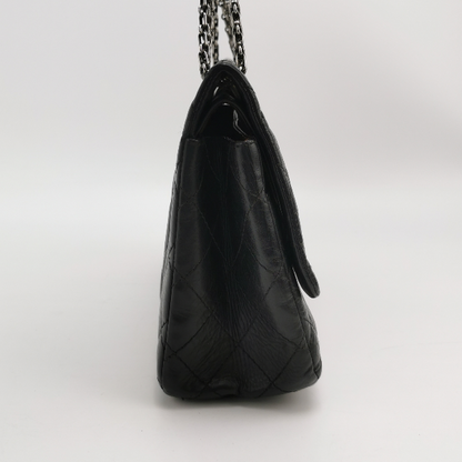 Chanel 2.55 Flap Bag Large Shiny Calfskin Leather Black