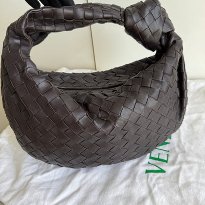 Bottega Veneta Teen Jodie Fondant Dark Chocolate Brown Leather
