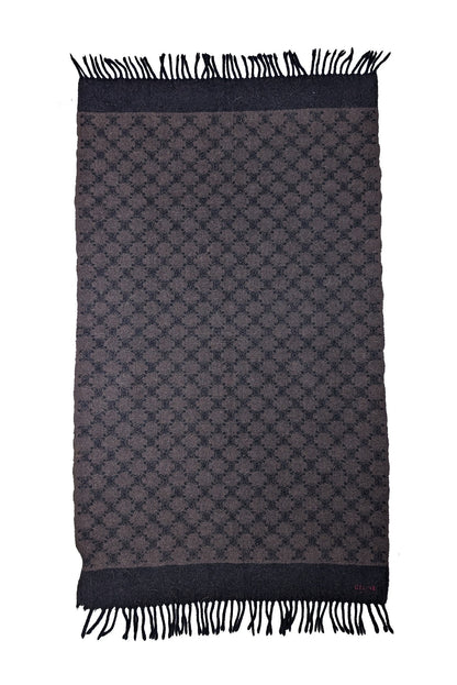 Luxury CELINE - Black &amp; Brown Logo Print Wool Scarf