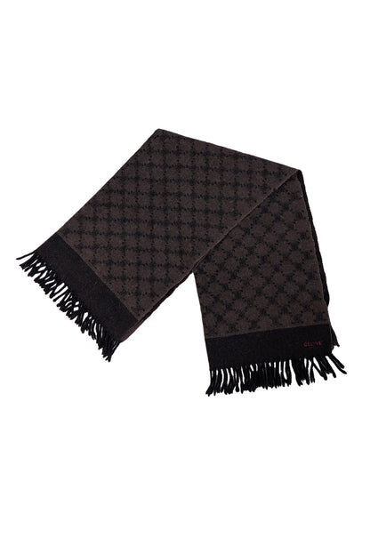 Luxury CELINE - Black &amp; Brown Logo Print Wool Scarf