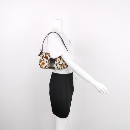 Fendi Baguette Pony hair in leopard print Brown