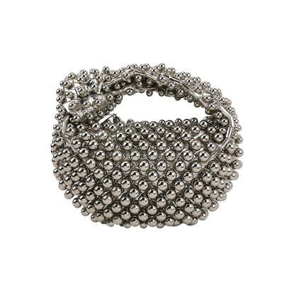 Bottega Veneta Jodie Mini Silver Leather Metallic Studded Rare