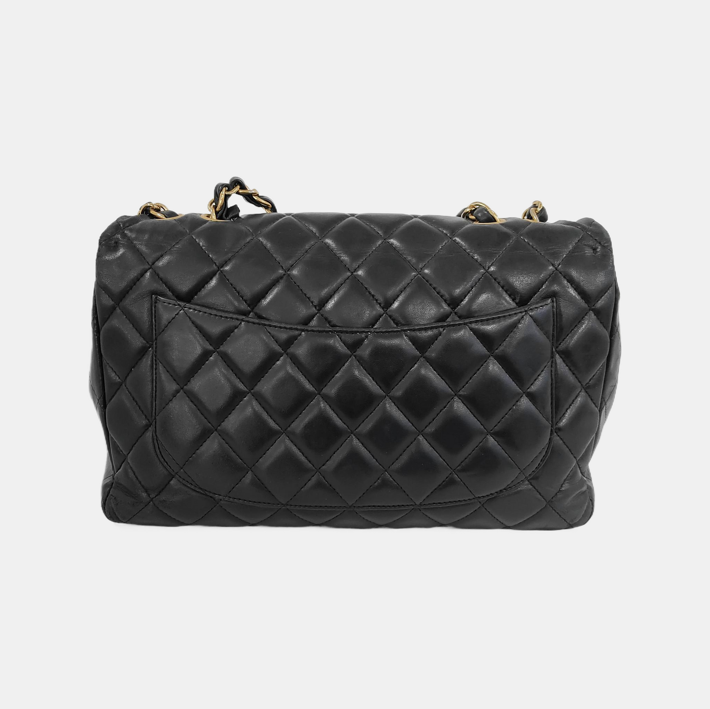 Chanel Classic Flap Jumbo Vintage Black Lambskin Leather Single Flap 24k Gold Hardware, 2008-2009