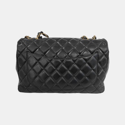 Chanel Classic Flap Jumbo Vintage Black Lambskin Leather Single Flap 24k Gold Hardware, 2008-2009