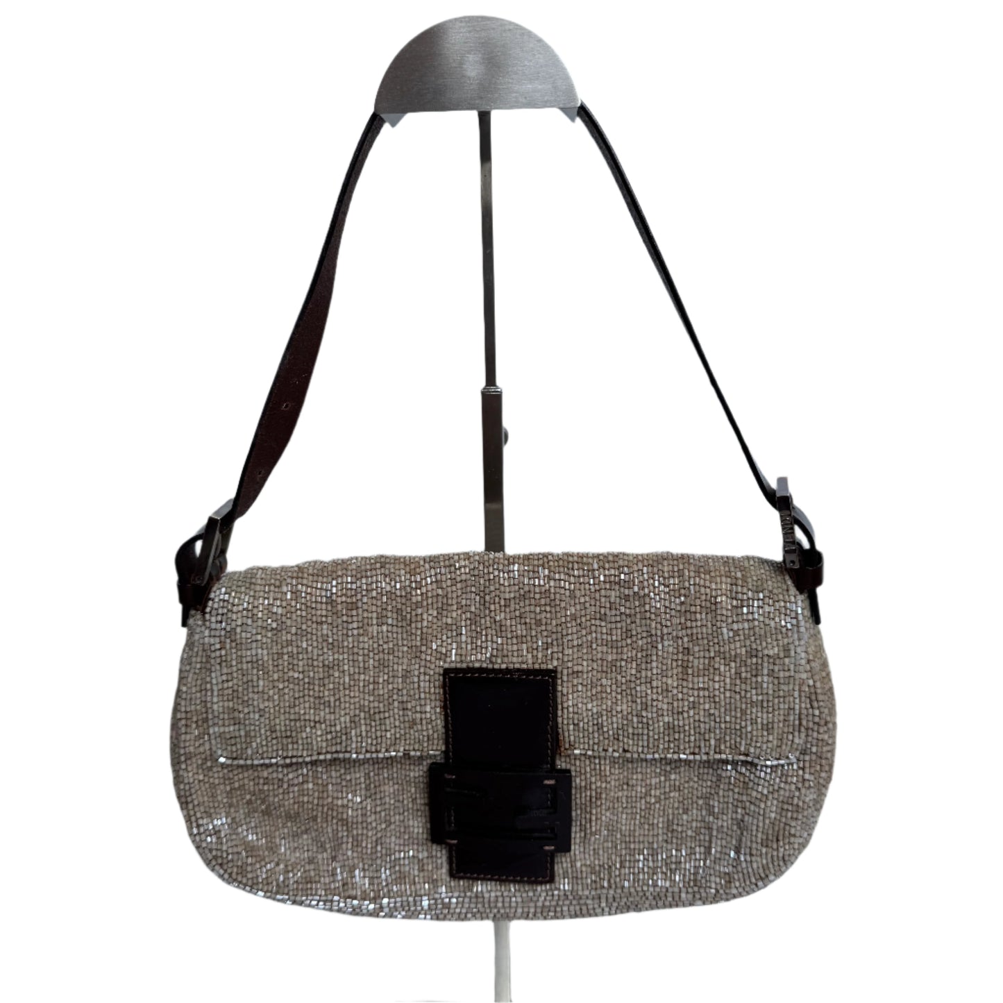 Fendi Baguette Vintage Shoulder bag with Glitter Beige Beads