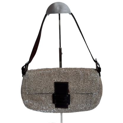Fendi Baguette Vintage Shoulder bag with Glitter Beige Beads