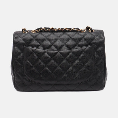 Chanel Classic Flap Jumbo Black Caviar Leather Single Flap with Gold Hardware