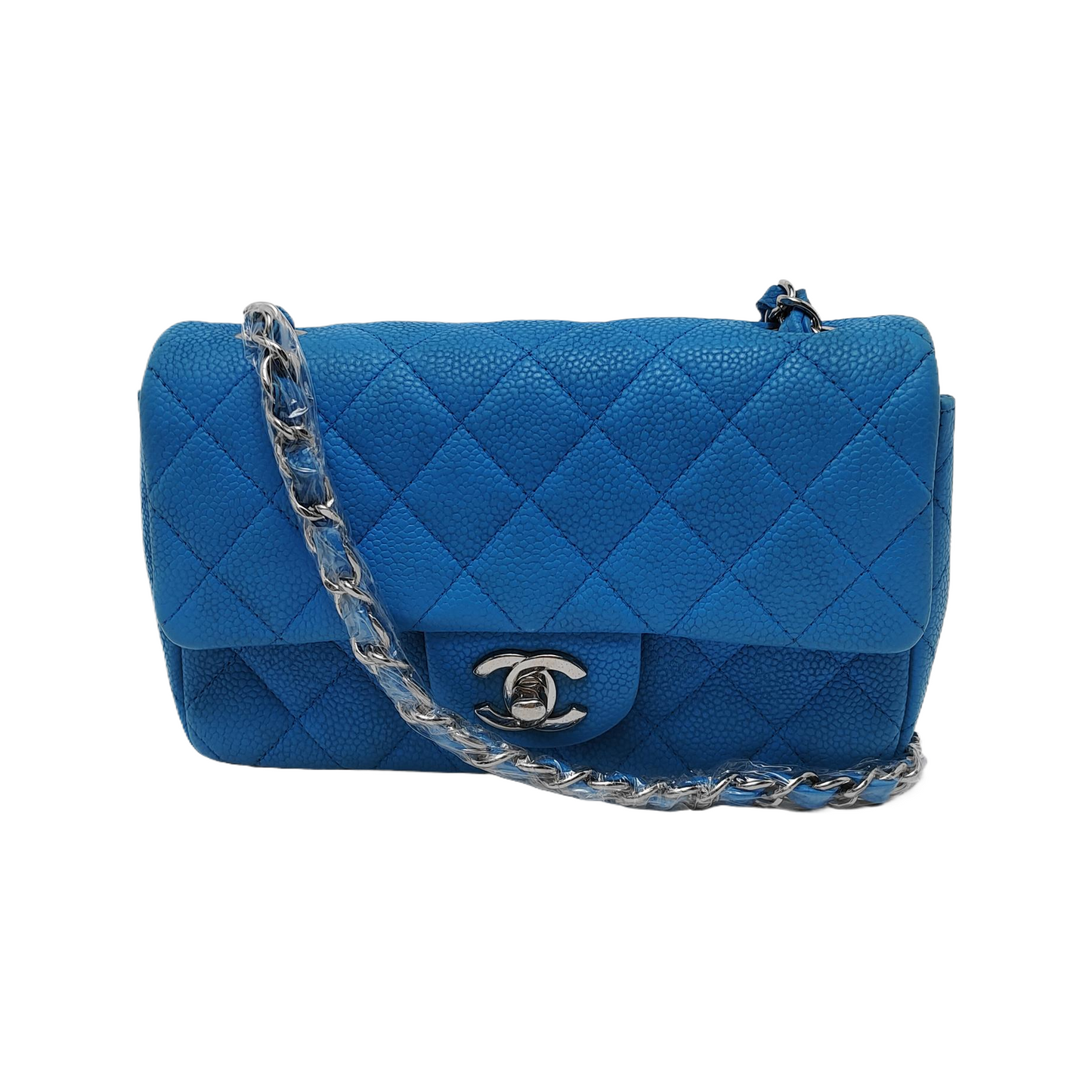 Chanel Classic Flap Rectangular Mini Blue Caviar Leather