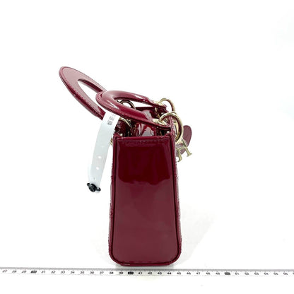 Lady Dior Mini Handbag Burgundy Red Patent Leather Gold-tone Chain Strap 2020 Suede Interior