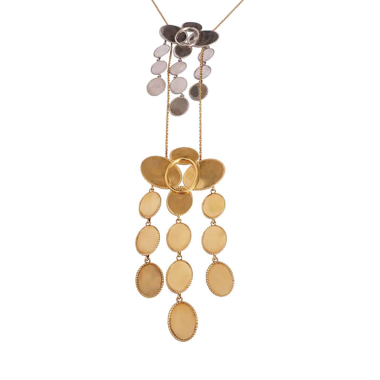 Luxury CELINE Vintage Coin Necklace Silver/Gold Tone