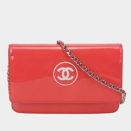 Chanel Wallet on Chain Classic Flap Coral Pink Patent Leather