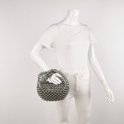 Bottega Veneta Jodie Mini Silver Leather Metallic Studded Rare