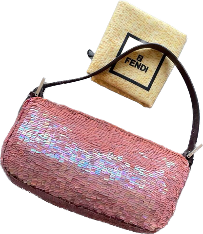 Fendi Baguette Glitter Pink square sequins