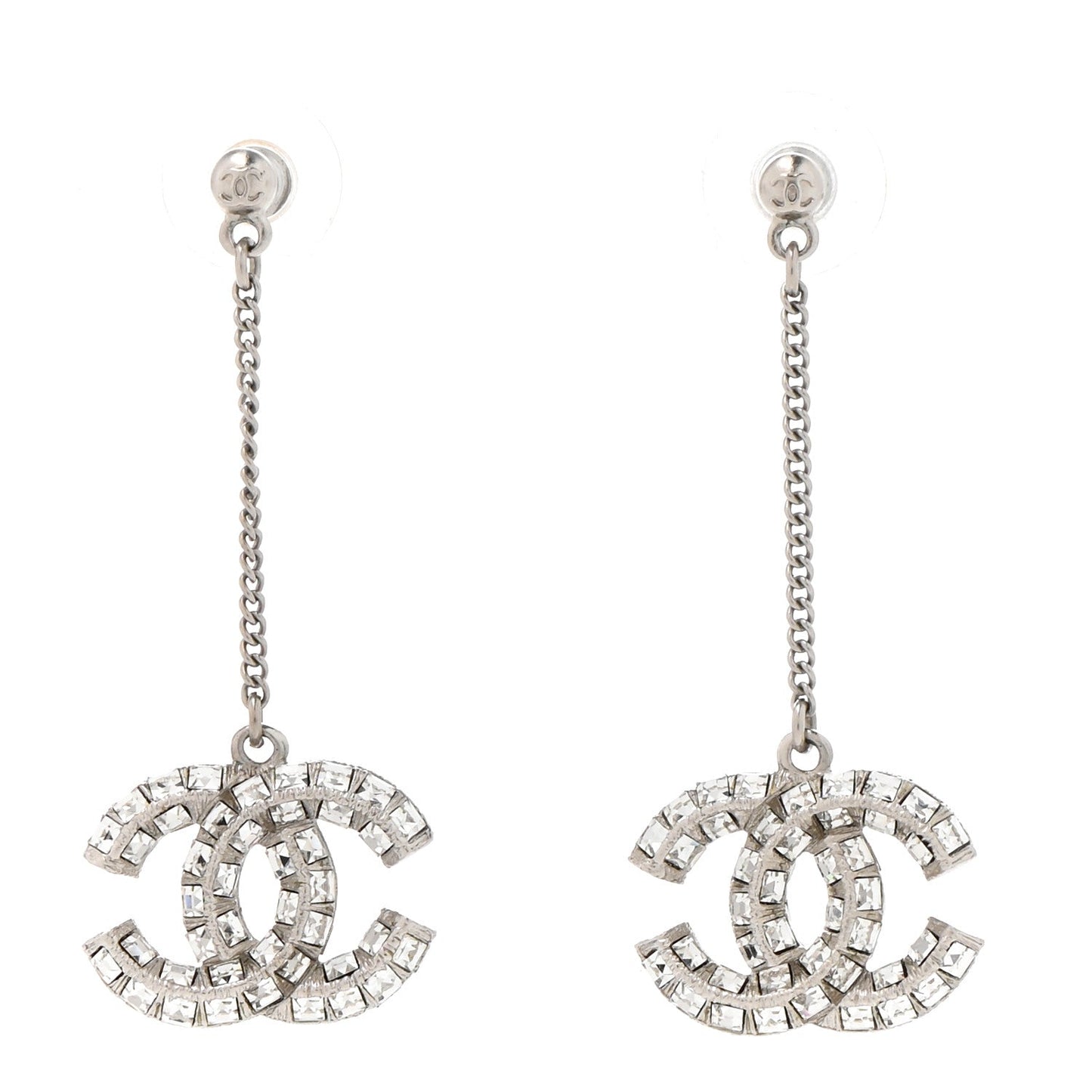 CHANEL BAGUETTE CRYSTAL CC DROP EARRINGS