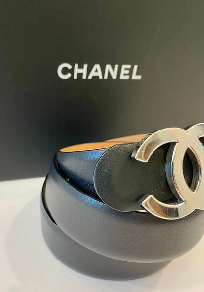 CHANEL CC CALFSKIN LEATHER BELT