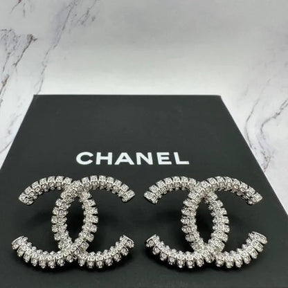 CHANEL CC CRYSTAL STUDDED EARRINGS