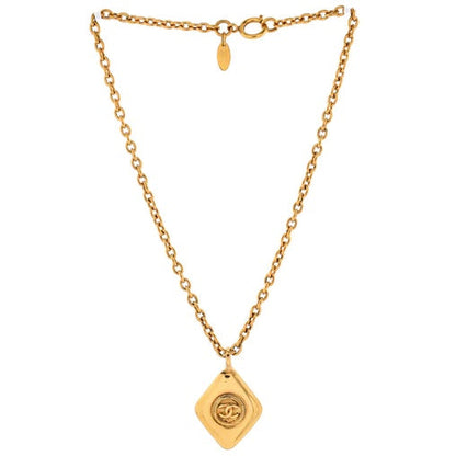 CHANEL CC VINTAGE DIAMOND SHAPPED PENDANT NECKLACE