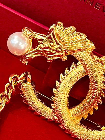 CHANEL CC LOGO LUNAR NEW YEAR DRAGON BROOCH