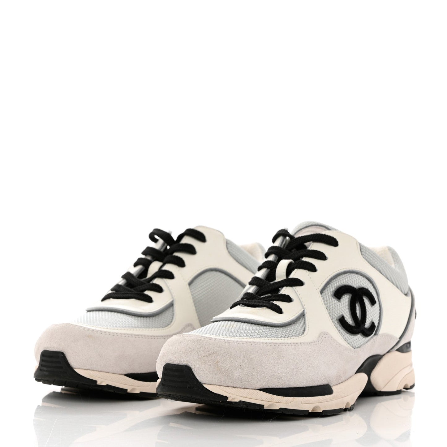 CHANEL CC MESH CALFSKIN SUEDE 22S SNEAKERS